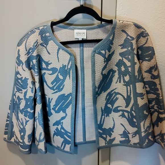 Armani Blue and Cream Floral Jacket - Picture 1 of 3